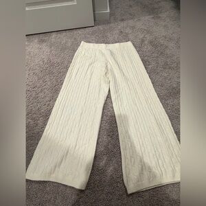 GAP Cream Wide Leg Cable Knit Pants